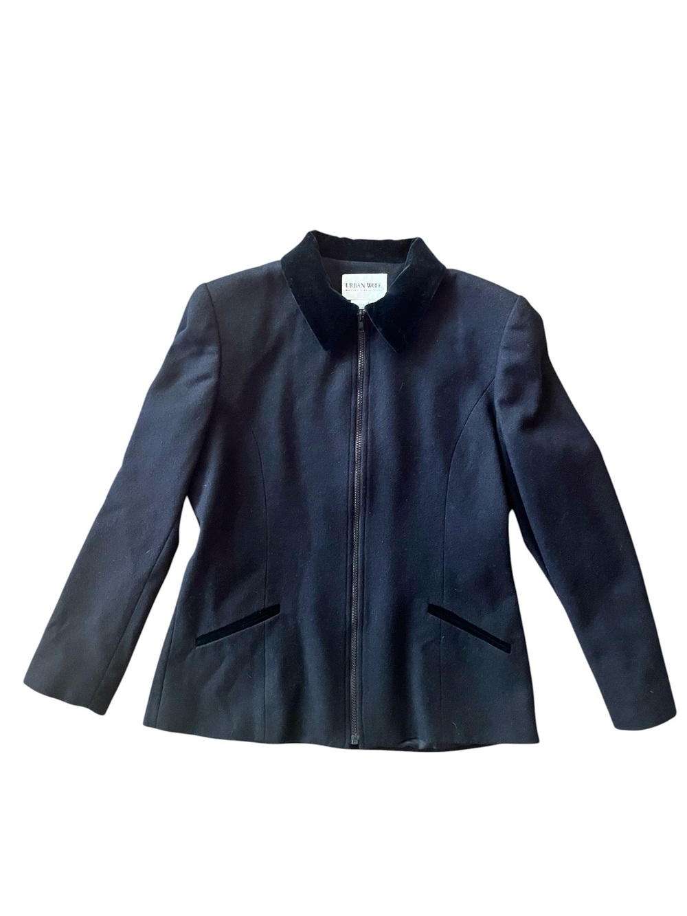 Vintage Urban Wool Jacket Size 10 Velvet Collar Lined Classic Tailored Coat